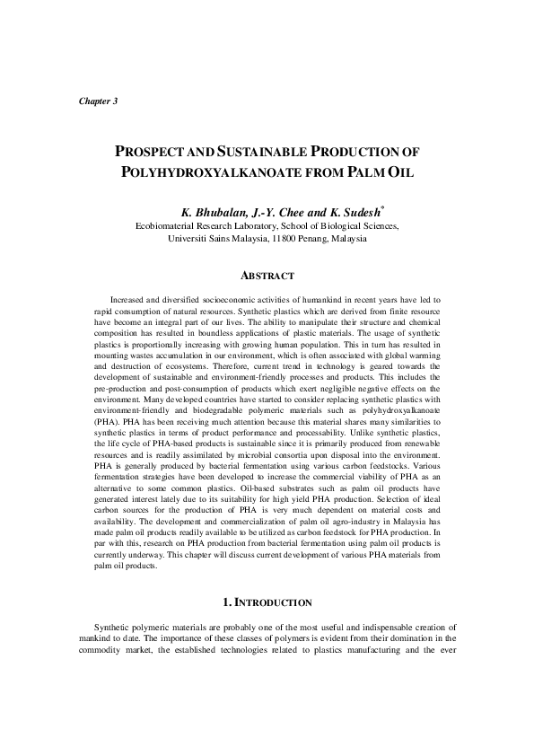 (PDF) Prospect and Sustainable Production of Polyhydroxyalkanoate from ...