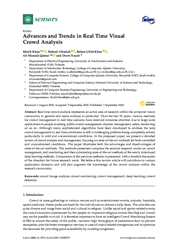 (PDF) Advances and Trends in Real Time Visual Crowd Analysis