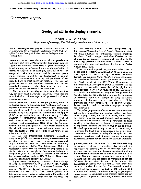 (PDF) Geological aid to developing countries