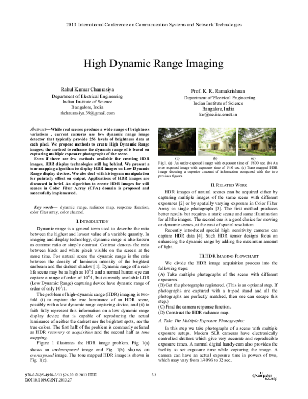 (PDF) High dynamic range imaging