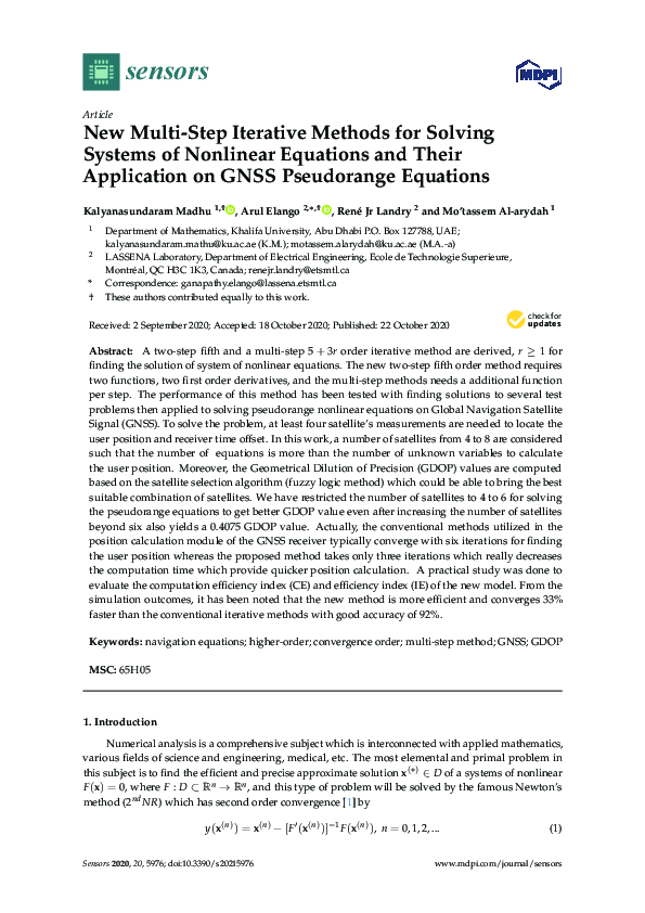 (PDF) New Multi-Step Iterative Methods for Solving Systems of Nonlinear ...