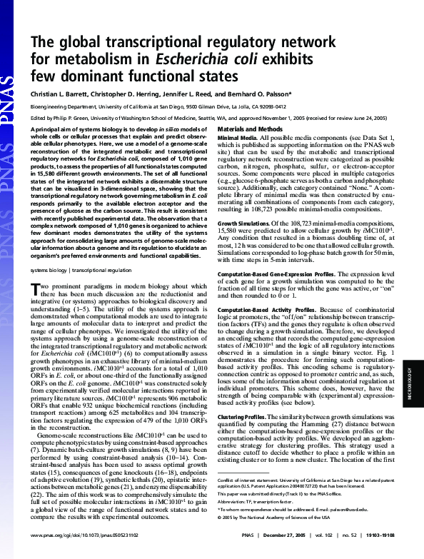 (PDF) Faculty of 1000 evaluation for The global transcriptional ...