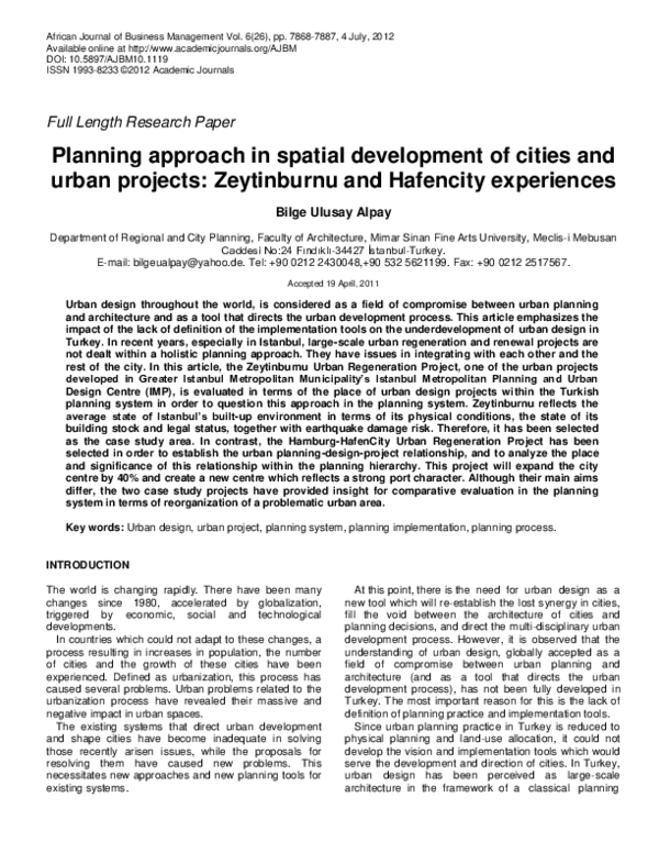 (PDF) Planning approach in spatial development of cities and urban ...