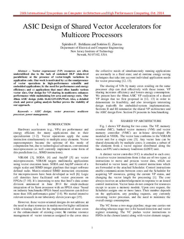 (PDF) ASIC Design of Shared Vector Accelerators for Multicore Processors