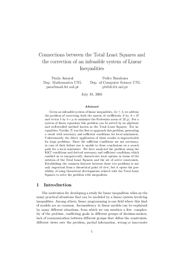 (PDF) Connections between the total least squares and the correction of ...