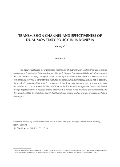 (PDF) Transmission Channel and Effectiveness of Dual Monetary Policy in ...