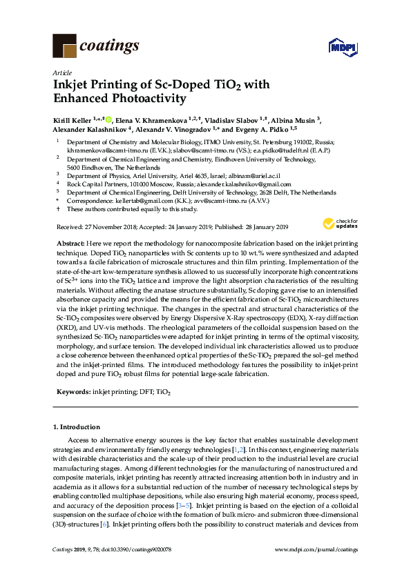 (PDF) Inkjet Printing of Sc-Doped TiO2 with Enhanced Photoactivity
