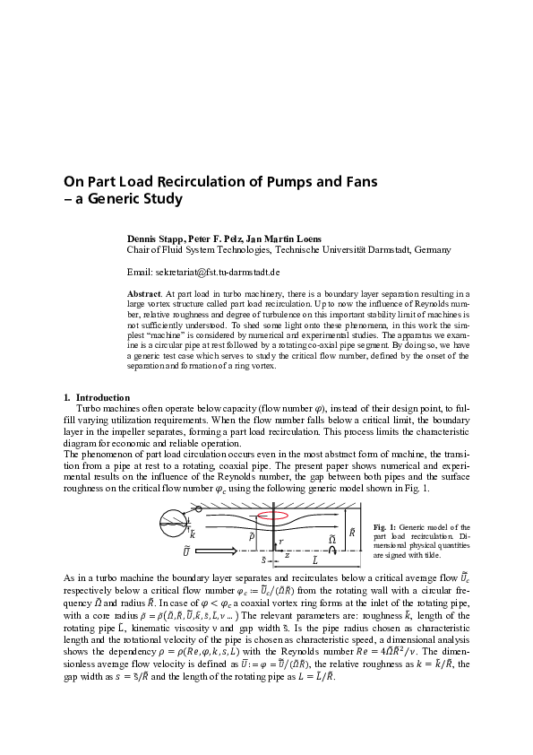 (PDF) On part load recirculation of pumps and fans-a generic study