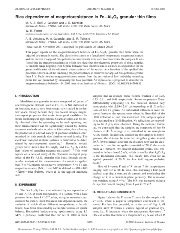 (PDF) Bias dependence of magnetoresistance in Fe–Al[sub 2]O[sub 3 ...