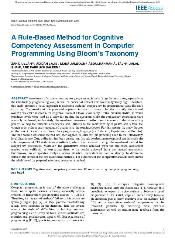 (PDF) A Rule-Based Method for Cognitive Competency Assessment in ...