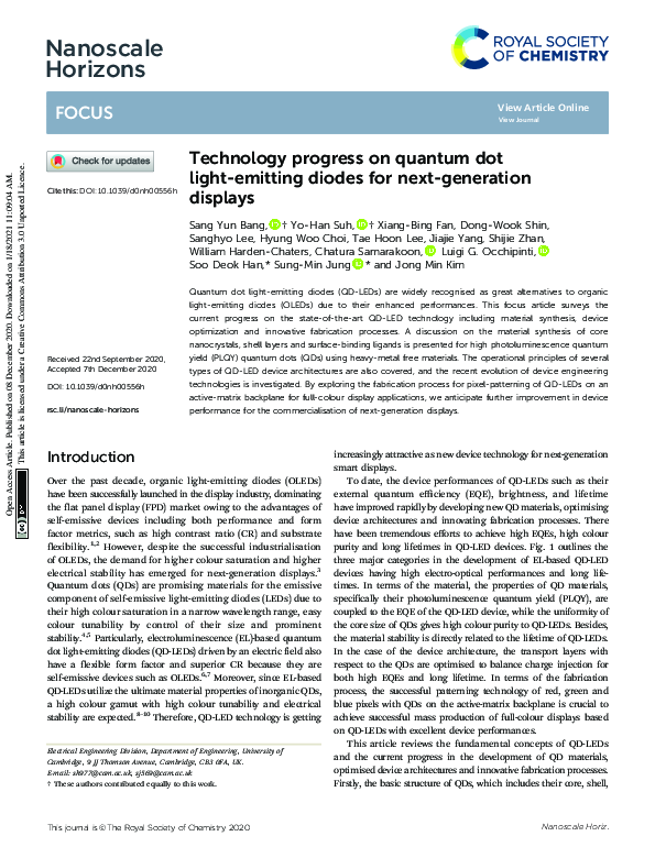 (PDF) Technology progress on quantum dot light-emitting diodes for next ...