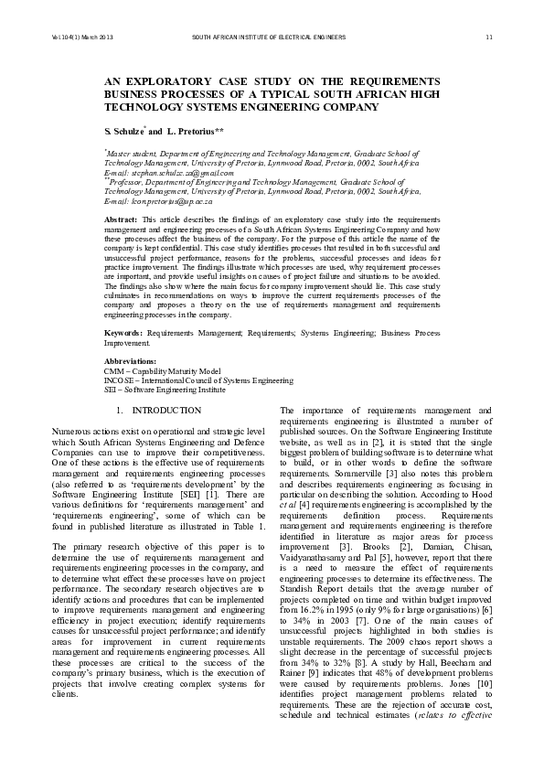 (PDF) An Exploratory Case Study on the Requirements Business Processes ...