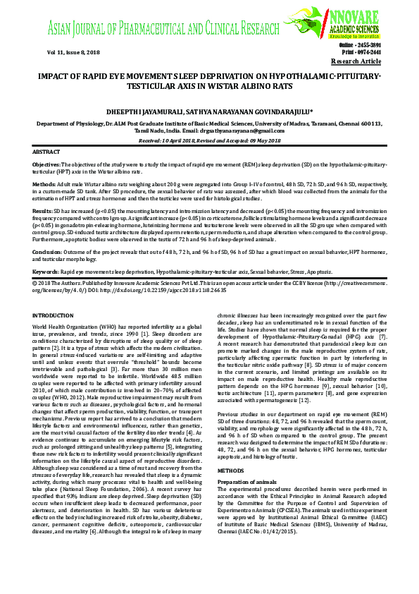 (PDF) Impact of Rapid Eye Movement Sleep Deprivation on Hypothalamic ...