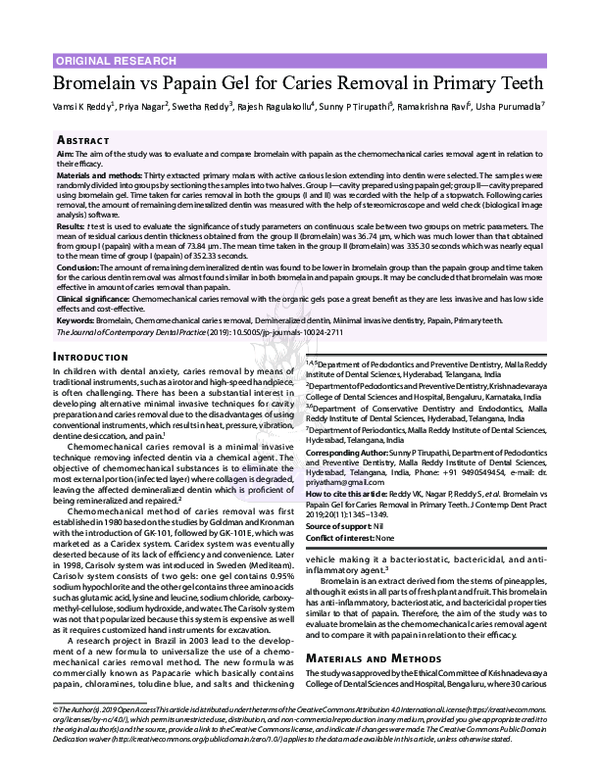 (PDF) Bromelain vs Papain Gel for Caries Removal in Primary Teeth