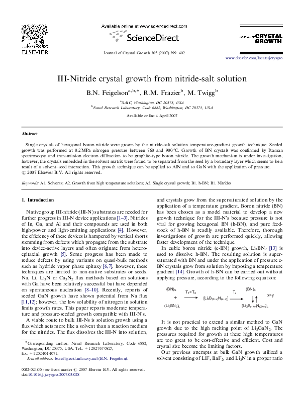 (PDF) III-Nitride crystal growth from nitride-salt solution