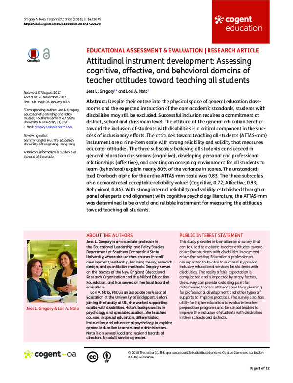 (PDF) Attitudinal instrument development: Assessing cognitive ...