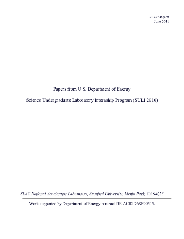 (PDF) Papers from U.S. Department of Energy Science Undergraduate ...