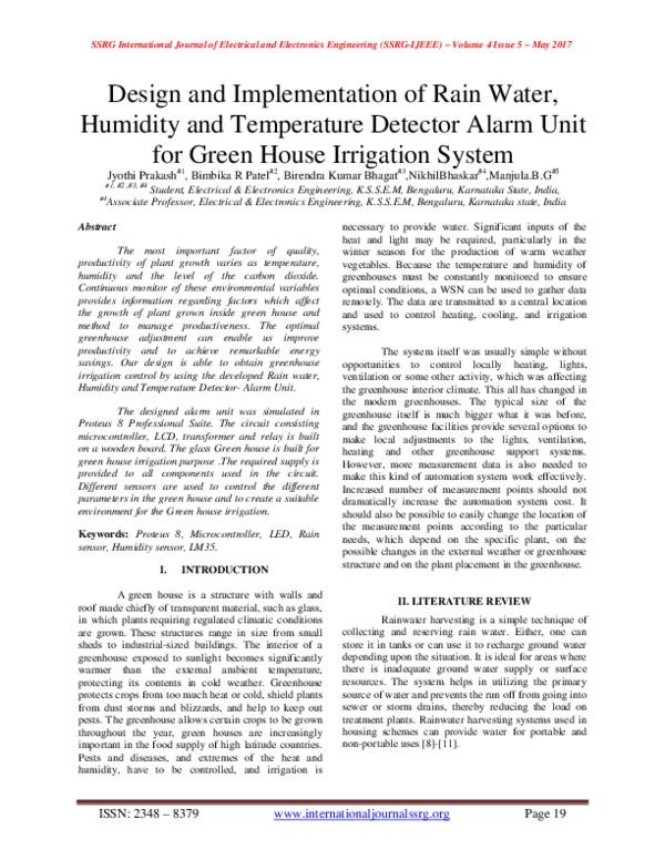 (PDF) Design and Implementation of Rain Water, Humidity and Temperature ...