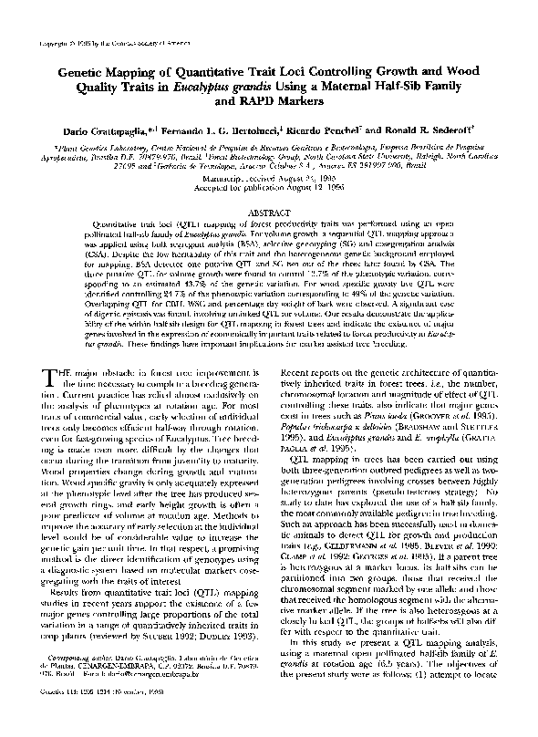 (PDF) Genetic mapping of quantitative trait loci controlling growth and ...