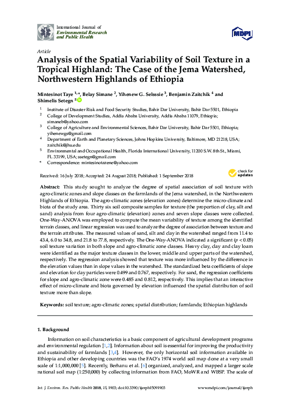 (PDF) Analysis of the Spatial Variability of Soil Texture in a Tropical ...
