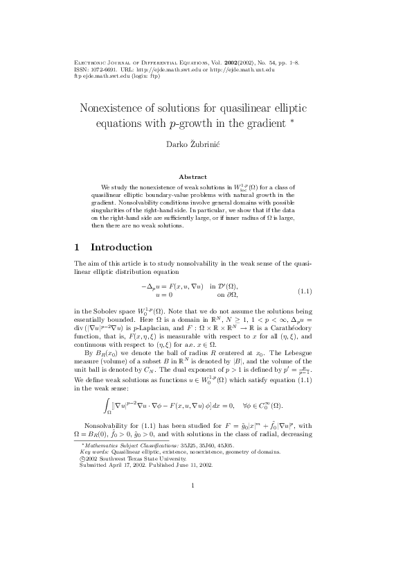 (PDF) Nonexistence of solutions for quasilinear elliptic equations with ...
