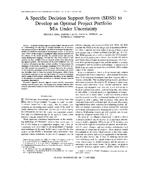 (PDF) A specific decision support system (SDSS) to develop an optimal ...