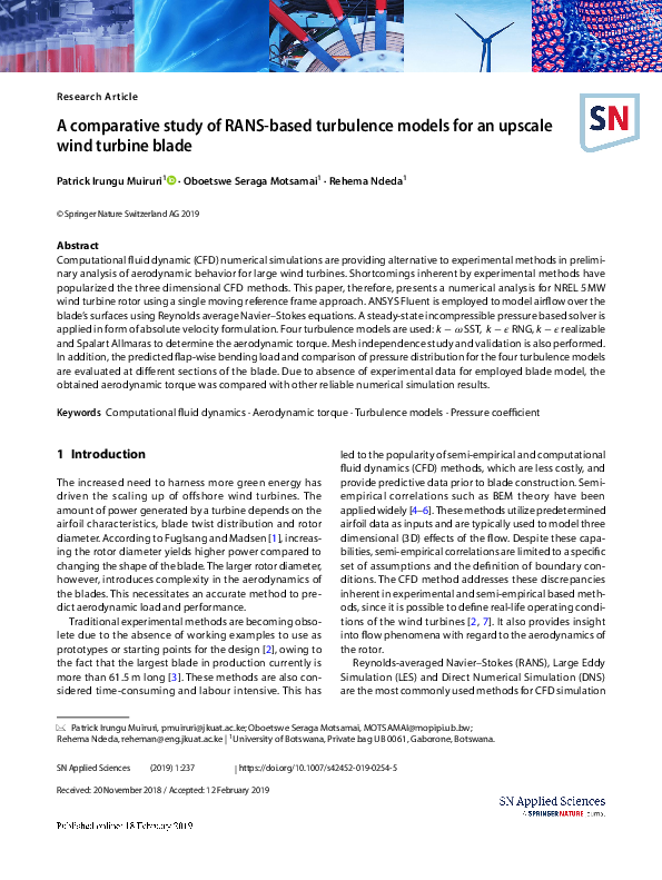 (PDF) A comparative study of RANS-based turbulence models for an ...