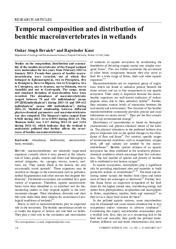 (PDF) Temporal Composition and Distribution of Benthic ...