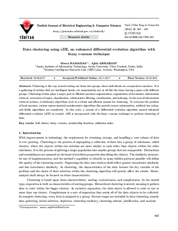 (PDF) Data clustering using eDE, an enhanced differential evolution ...