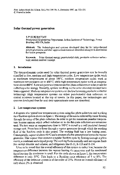 (PDF) Solar thermal power generation