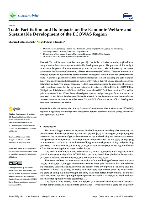 (PDF) Trade Facilitation and Its Impacts on the Economic Welfare and ...