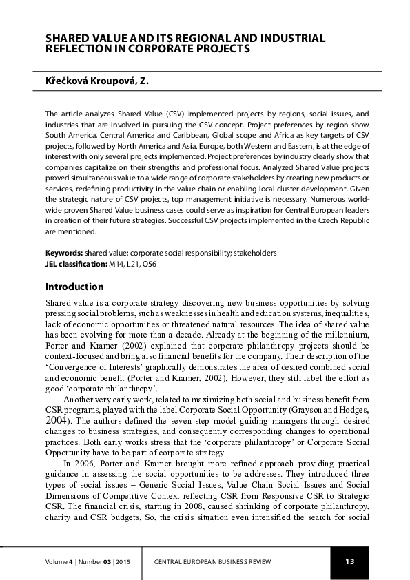 (PDF) Shared Value and Its Regional and Industrial Reflection in ...