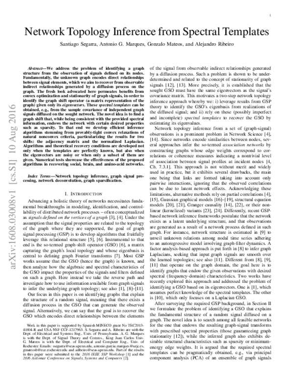 (PDF) Network Topology Inference from Spectral Templates
