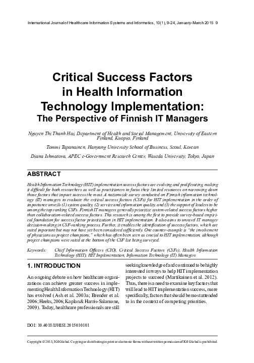 (PDF) Critical Success Factors in Health Information Technology ...