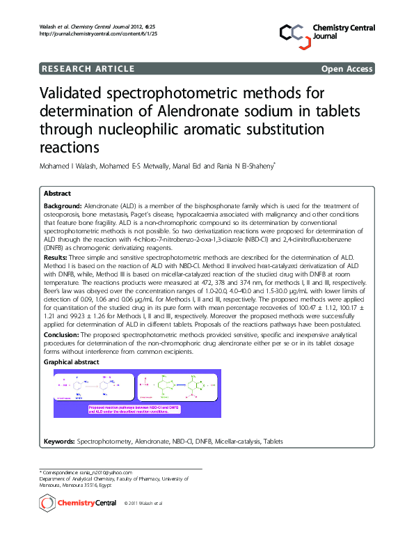 (PDF) Validated spectrophotometric methods for determination of certain