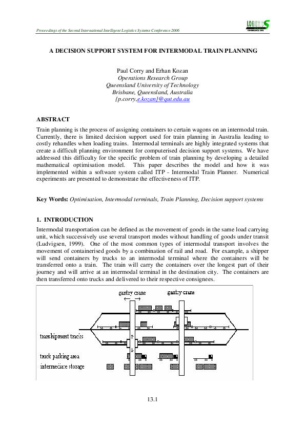 (PDF) A Decision Support System for Intermodal Train Planning