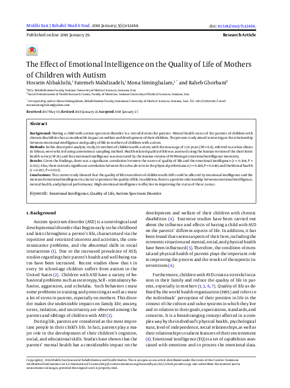 (PDF) The Effect of Emotional Intelligence on the Quality of Life of ...