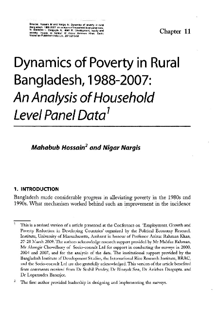 (PDF) Dynamics of Poverty in Rural Bangladesh, 1988-2007: An Analysis ...