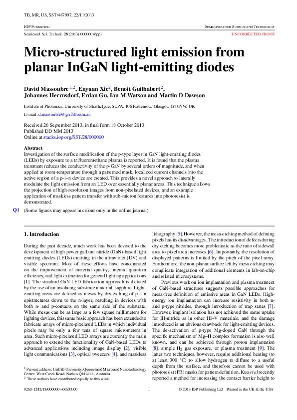 (PDF) Micro-structured light emission from planar InGaN light-emitting ...