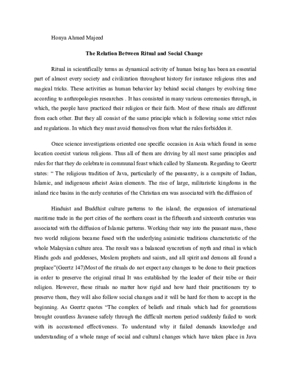 (DOC) The Relation Between Ritual and Social Change