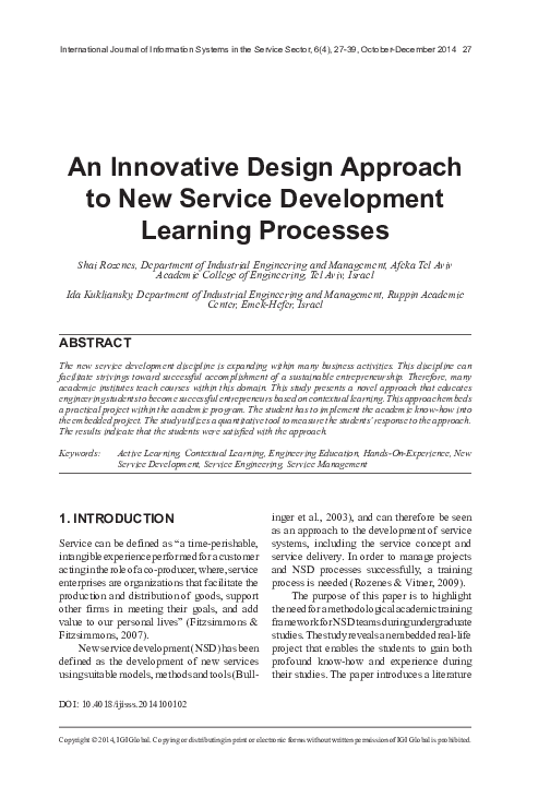 (PDF) An Innovative Design Approach to New Service Development Learning ...