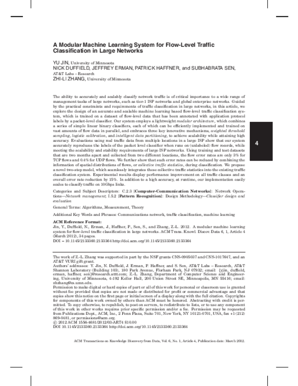 (PDF) A Modular Machine Learning System for Flow-Level Traffic ...