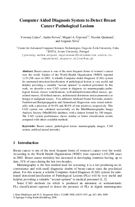 (PDF) Computer aided diagnosis system to detect breast cancer ...
