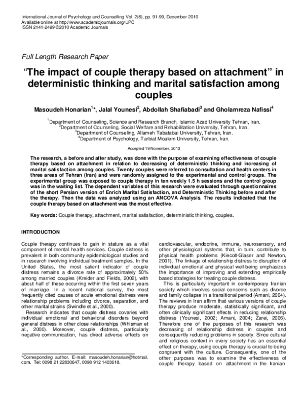(PDF) The impact of couple therapy based on attachment in deterministic ...