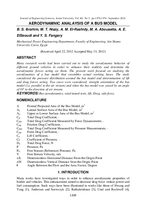 (PDF) Aerodynamnic Analaysis of a Bus Model