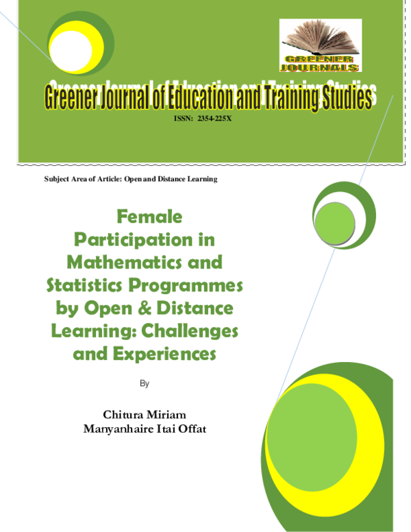 (PDF) Female Participation in Mathematics and Statistics Programmes by ...