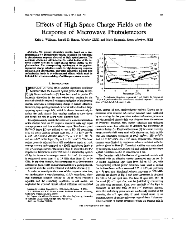 Effects of high space-charge fields on the response of microwave photodetectors