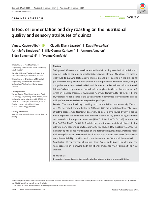 (PDF) Effect of fermentation and dry roasting on the nutritional ...