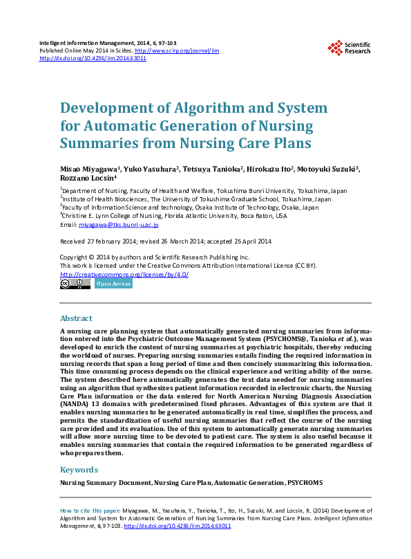 (PDF) Development of Algorithm and System for Automatic Generation of ...