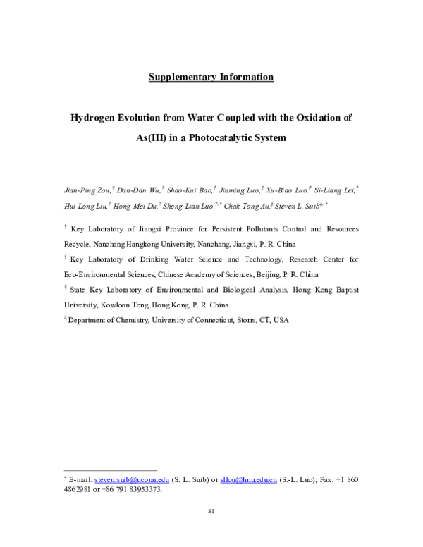 (PDF) Hydrogen Evolution from Water Coupled with the Oxidation of As ...